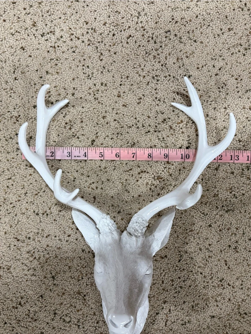 White Deer Head Wall Decor - Modern Antler Accent